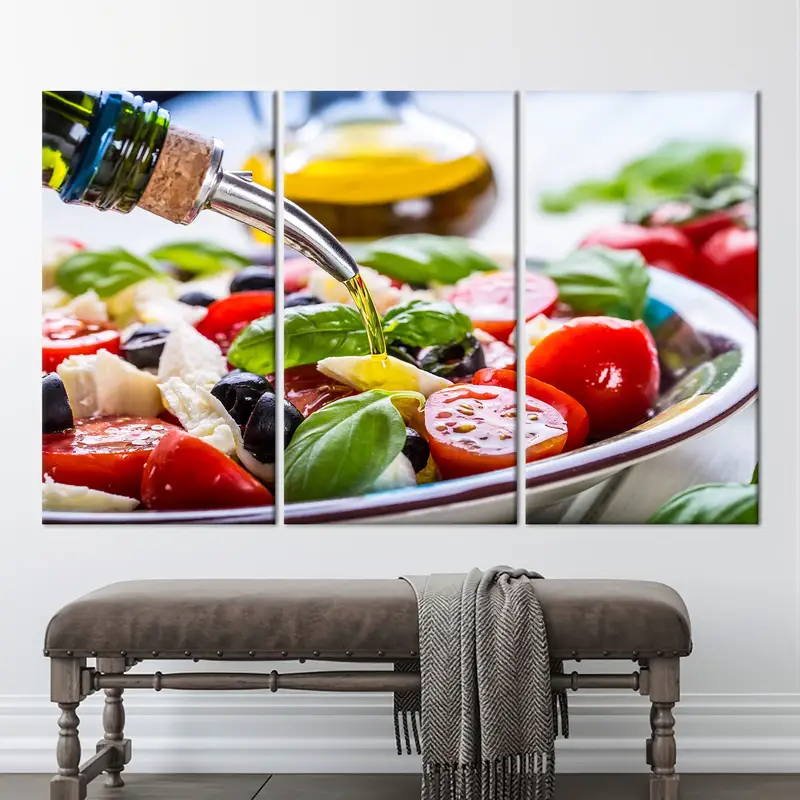 Salad Canvas, Colorful Salad Wall Decor, Tomato Wall Art, Kitchen Decor, Food Canvas Art, Healty Food Wall Decor, Canvas Wall Art, - 4