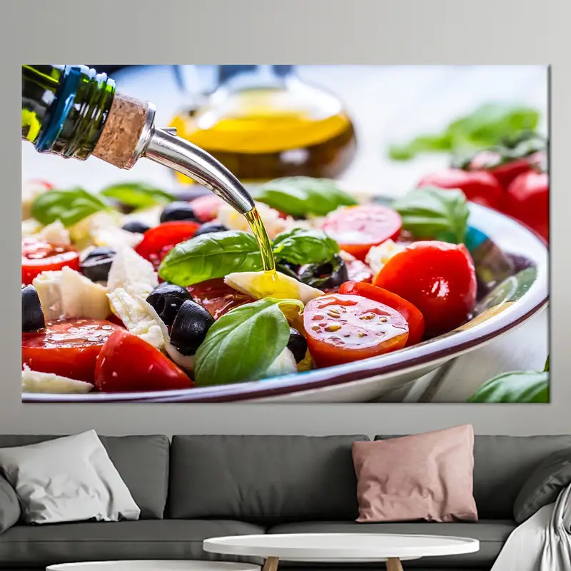Salad Canvas, Colorful Salad Wall Decor, Tomato Wall Art, Kitchen Decor, Food Canvas Art, Healty Food Wall Decor, Canvas Wall Art, - 1