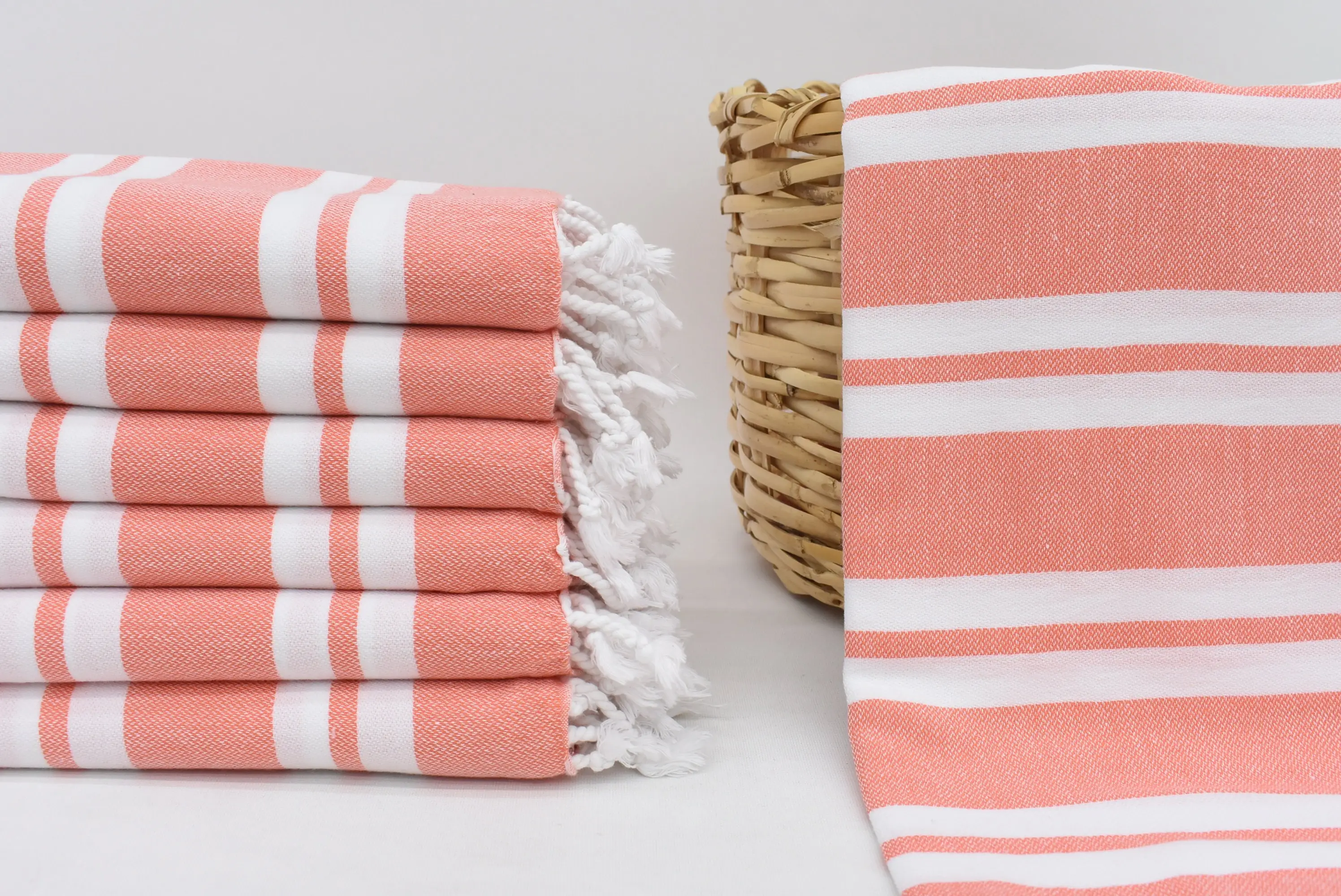Personalized Turkish Towel Orange Striped, Bachelorette Party Gift, 70x40 Inches - 1