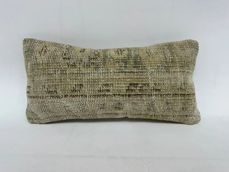 Türkischer Kissen, 10x20 beige Kissenbezug, Kissenbezug, Luxuskissenbezug, Vintage Kilim -Kissen, Kilim -Kissenschein - 1