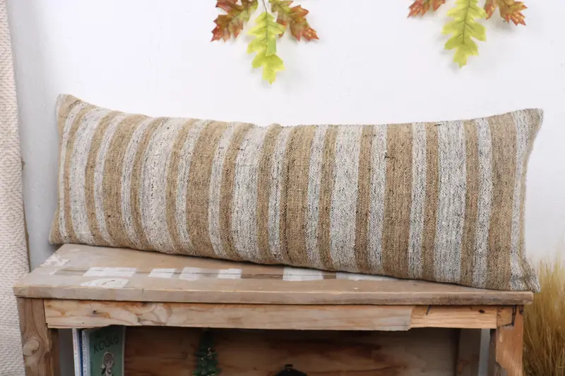 Cushion Cover, 12x36 Beige Cushion Cover, Home Decor Pillow, Couch Cushion Cover, Boho Pillow Sham Cover, Vintage Kilim Throw Pillow - 4