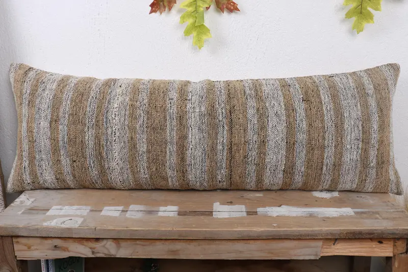 Cushion Cover, 12x36 Beige Cushion Cover, Home Decor Pillow, Couch Cushion Cover, Boho Pillow Sham Cover, Vintage Kilim Throw Pillow - 2