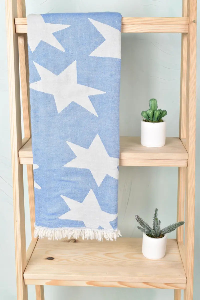 Turkish beach towel, Embroidered Towel, Turkish Bath Towel Set, Monogrammed Beach Towel, Home Decor Towel, 68x36 Cotton Star Design Towel, Gym Towel - 1