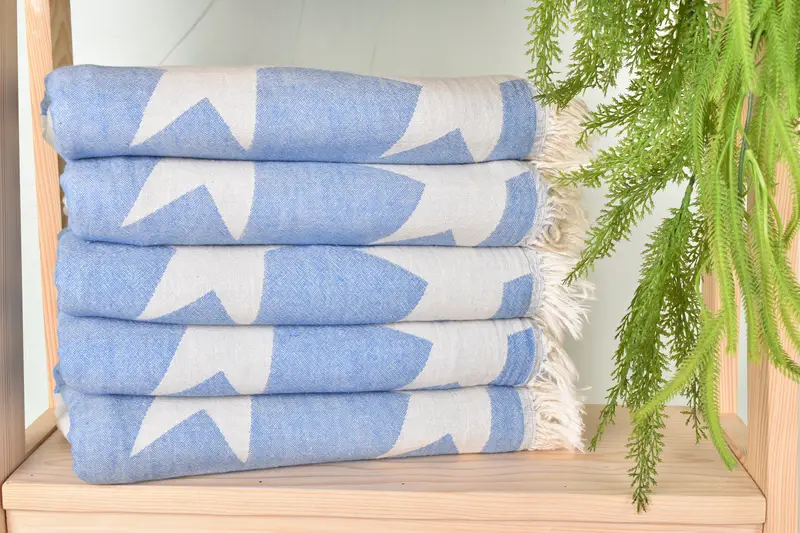 Turkish beach towel, Embroidered Towel, Turkish Bath Towel Set, Monogrammed Beach Towel, Home Decor Towel, 68x36 Cotton Star Design Towel, Gym Towel - 3