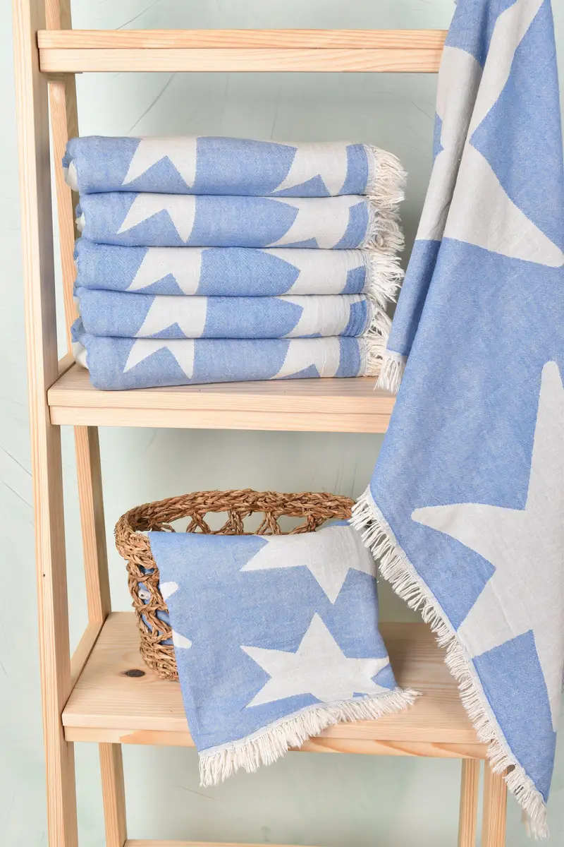 Turkish beach towel, Embroidered Towel, Turkish Bath Towel Set, Monogrammed Beach Towel, Home Decor Towel, 68x36 Cotton Star Design Towel, Gym Towel - 4