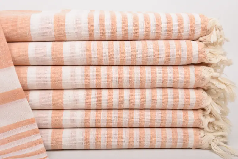 Valentines Day Gift Turkish Orange Striped Beach Towel, 70x40 Inches