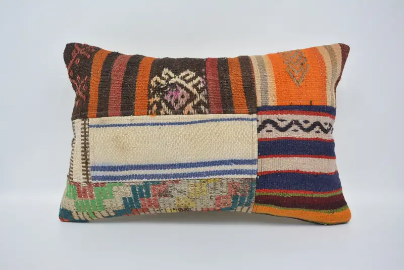 Pillow Sham, Boho Pillow Sham Cover, Turkish Rugs Pillow Case, Kilim Pillow Cover, Gift Pillow, 16x24 Brown Cushion Cover, Colorful Pillow Sham - 1
