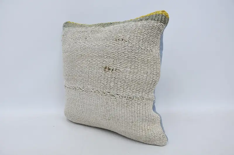 Pillow for Sofa, Decorative Bolster Pillow Cover, Pillow Cover, Vintage Kilim Throw Pillow, 18x18 White Cushion Case, Ethnical Kilim Rug Pillow - 4