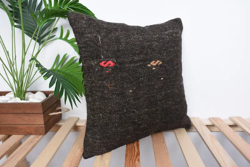 Interior Designer Pillow, 18x18 Brown Pillow Case, Cushion Case, Pet Pillow, Boho Pillow, Throw Kilim Pillow, Morroccon Kilim Cushion Cushion - 4