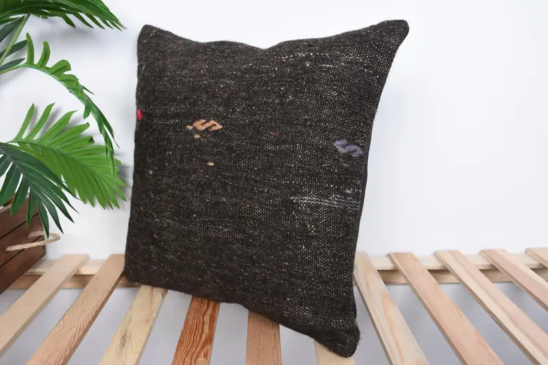 Interior Designer Pillow, 18x18 Brown Pillow Case, Cushion Case, Pet Pillow, Boho Pillow, Throw Kilim Pillow, Morroccon Kilim Cushion Cushion - 5