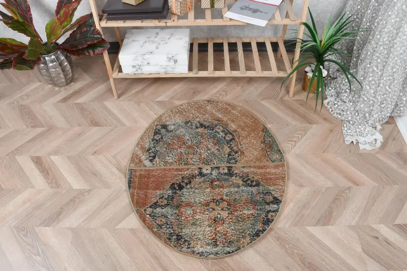 Alfombra a cuadros naranja y azul, decoración elegante de 2,5 x 2,9 pies