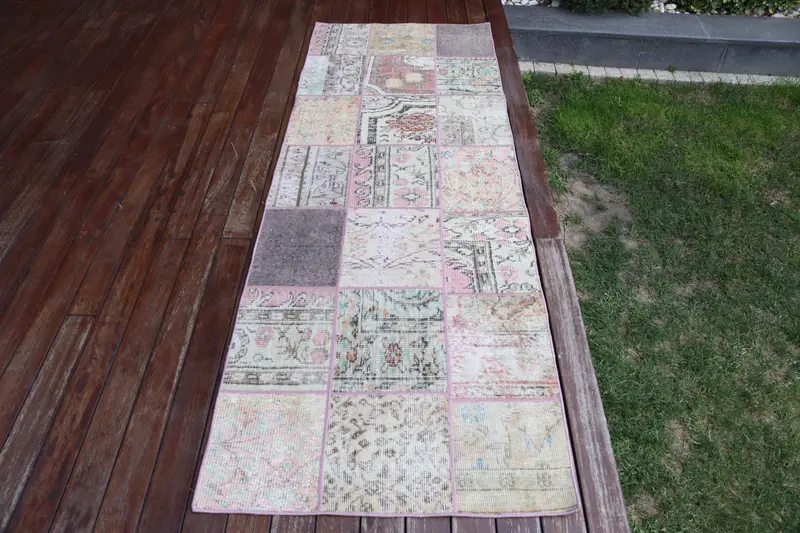 手作りのグリーンラグ、2.7x7.7フィートのアニマルプリント