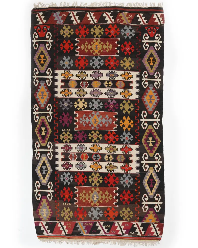 Siyah Gökkuşağı Halı, 4,7x8,6 ft Şık Modern Dekor