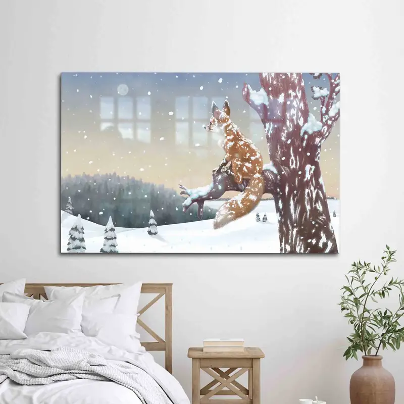 エレガントなウィンター フォックス グラス: モダン、プリント、子供部屋の装飾