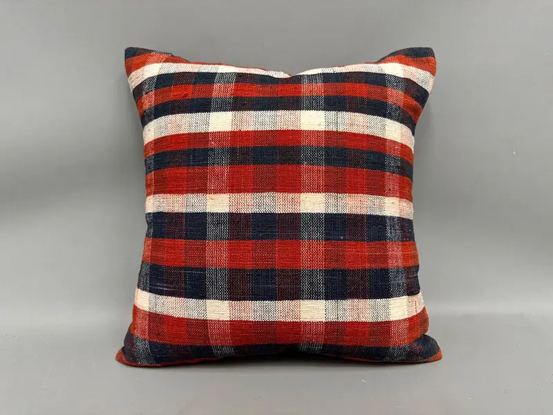 Turkish Corner Cushion Case, Antique Pillows, Retro Throw Pillow, Boho Pillow, Pillow, 18x18 Red Pillow Sham, Kilim Pillow - 4