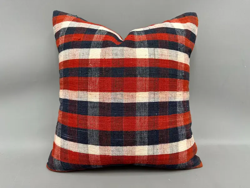 Turkish Corner Cushion Case, Antique Pillows, Retro Throw Pillow, Boho Pillow, Pillow, 18x18 Red Pillow Sham, Kilim Pillow - 1