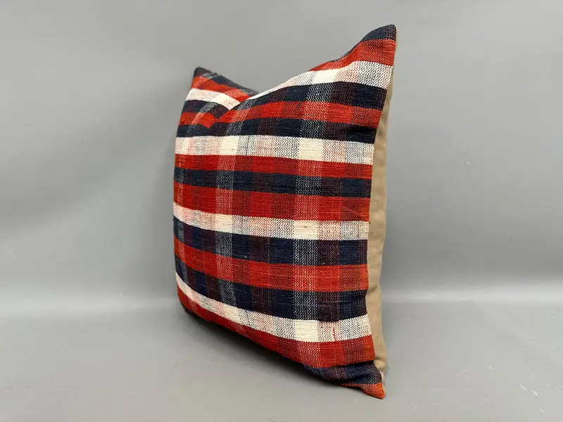 Turkish Corner Cushion Case, Antique Pillows, Retro Throw Pillow, Boho Pillow, Pillow, 18x18 Red Pillow Sham, Kilim Pillow - 3