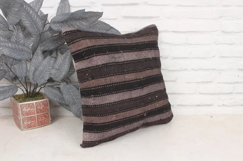 Boho Pillow, Kilim Rug Cushion, Pillow for Couch, 16x16 Gray Cushion Case, Tapestry Pillow Case, Colorful Pillow, Turkish Kilim Pillow, Cushion Case - 3