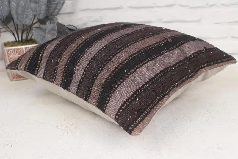 Boho Pillow, Kilim Rug Cushion, Pillow for Couch, 16x16 Gray Cushion Case, Tapestry Pillow Case, Colorful Pillow, Turkish Kilim Pillow, Cushion Case - 6