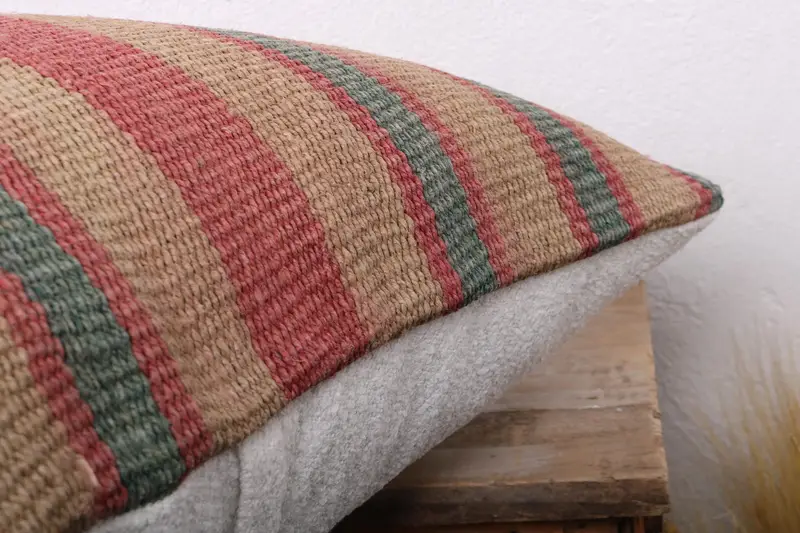 Handmade Kilim Cushion, Turkish Kilim Pillow, Pillow Case, Turkish Corner Cushion, Sofa Cushion, Pillow for Sofa, 20x20 Green Cushion - 6