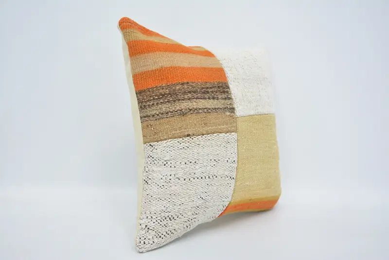 Boho Pillow Sham Cover, Throw Kilim Pillow, Boho Pillow, 16x16 White Cushion Case, Hippie Throw Cushion, Sofa Cushion, Pillow Cover - 3
