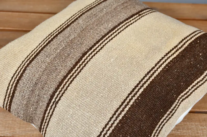 Cushion Cover, 12x12 Beige Cushion Cover, Tribal Pillow Cover, Sofa Cushion Cover, Kilim Cushion Sham, Kilim Pillow, Handmade Kilim Cushion - 3