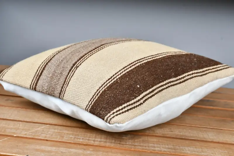 Cushion Cover, 12x12 Beige Cushion Cover, Tribal Pillow Cover, Sofa Cushion Cover, Kilim Cushion Sham, Kilim Pillow, Handmade Kilim Cushion - 4