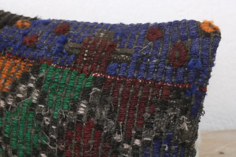 Morroccon Kilim Cushion Pillow Case, Interior Designer Pillow, Antique Pillows, Pillow Sham, 8x16 Blue Cushion Case, Turkish Kilim Pillow - 5