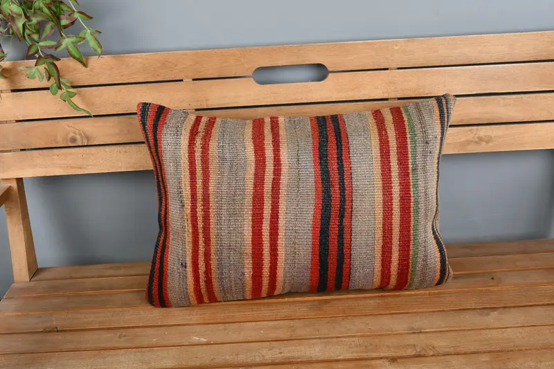 Personalized Gift Pillow Pillow, Vintage Kilim Throw Pillow, Pillow Cover, Turkish Pillow, 16x24 Red Pillow Cover, Interior Designer Pillow - 6