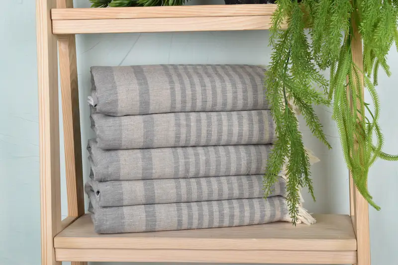 Personalized Beach Towel Brown-Beige Stripes, 40x71 Inches