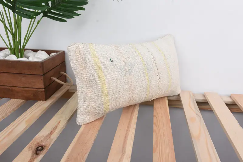 Meditation Cushion, 8x16 Beige Cushion Cover, Gift Pillow, Kilim Cushion Sham, Pillow Case, Vintage Kilim Pillow, Kilim Rug Pillow Sham - 4