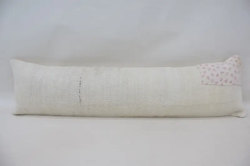 Pillow Sham, Traditional Cushion Case, Nomadic Cushion Cover, Boho Pillow, Home Decor Pillow, Throw Kilim Pillow, 12x48 White Pillow Sham - 1