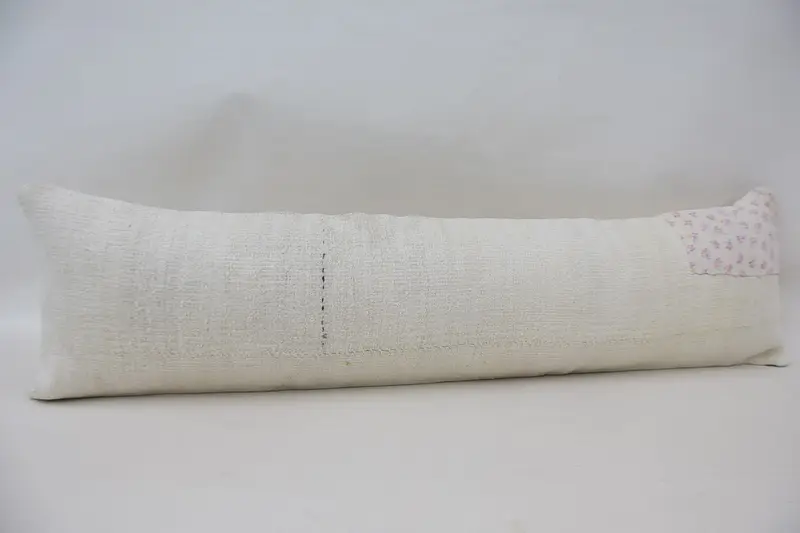Pillow Sham, Traditional Cushion Case, Nomadic Cushion Cover, Boho Pillow, Home Decor Pillow, Throw Kilim Pillow, 12x48 White Pillow Sham - 3