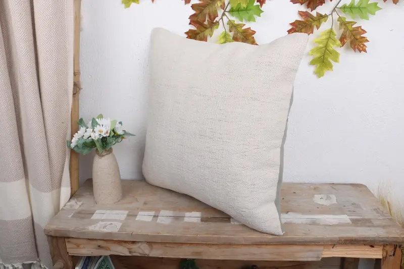 Knitted Cushion Cover, Boho Pillow, Pillow for Couch, Vintage Kilim Throw Pillow, Neutral Throw Pillow Cover, Pillow Sham, 18x18 Beige Cushion Case - 4