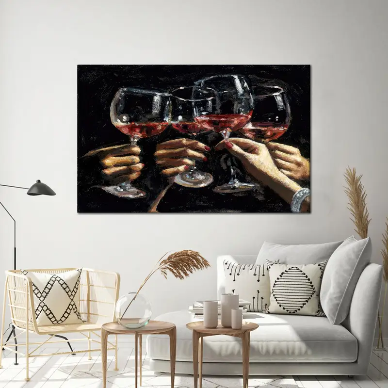 エレガントなワイングラスキャンバス：バー、パブ、キッチンの装飾