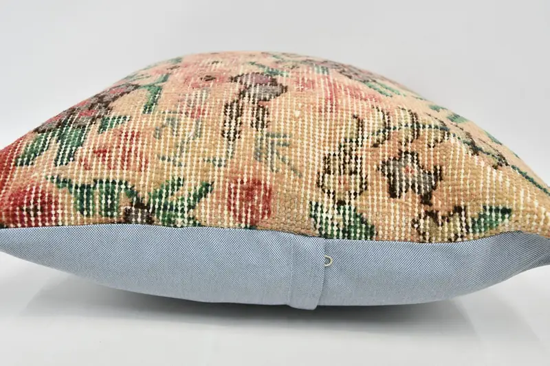 Ethnic Throw Cushion, 20x20 Beige Cushion, Vintage Pillow, Boho Pillow, Ottoman Cushion Case, Pillow Sham, Vintage Kilim Throw Pillow - 6