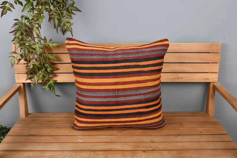 Art Deco Pillow Sham, Interior Designer Pillow, Pillow Cover, 22x22 Yellow Cushion, Pillow for Sofa, Boho Pillow, Shabby Chic Pillow Sham - 6