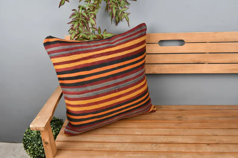 Art Deco Pillow Sham, Interior Designer Pillow, Pillow Cover, 22x22 Yellow Cushion, Pillow for Sofa, Boho Pillow, Shabby Chic Pillow Sham - 1