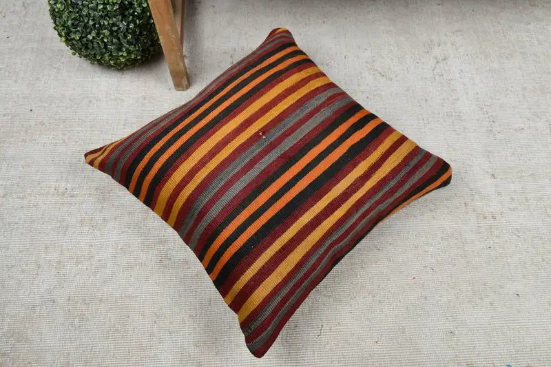 Art Deco Pillow Sham, Interior Designer Pillow, Pillow Cover, 22x22 Yellow Cushion, Pillow for Sofa, Boho Pillow, Shabby Chic Pillow Sham - 8