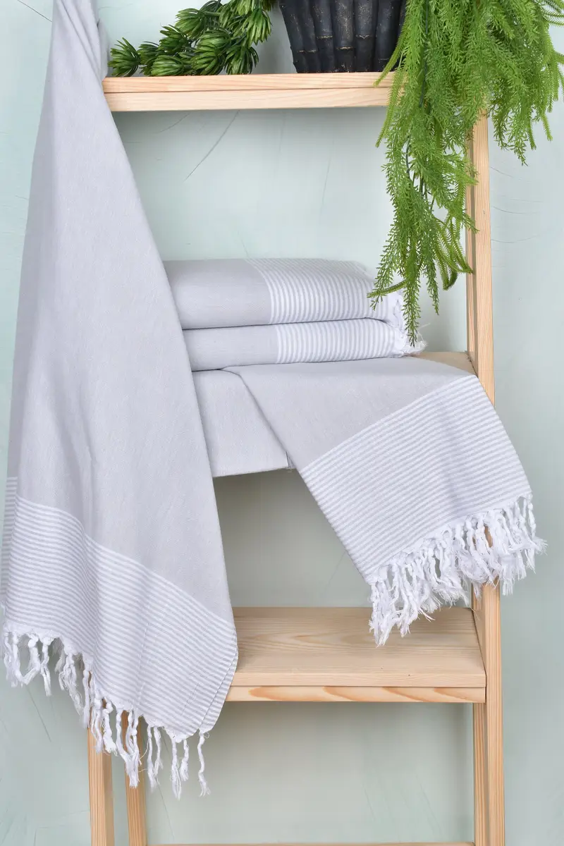 Quick-dry peshtemal, Housewarming Gift, Thin towel, Best Friend Gift Ideas, Travel Towel, Large Turkish Towel, 80x36 Cotton Striped Towel - 6