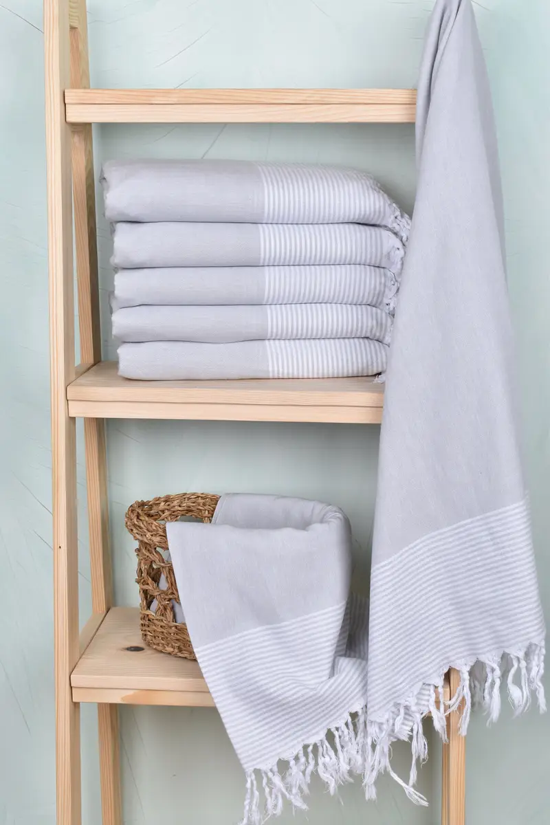Quick-dry peshtemal, Housewarming Gift, Thin towel, Best Friend Gift Ideas, Travel Towel, Large Turkish Towel, 80x36 Cotton Striped Towel - 3