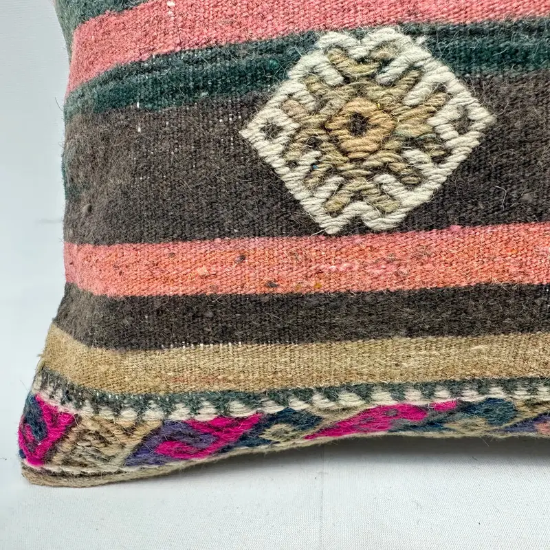 Aztec Pillow Cover, Pillow Cover, Vintage Pillow, 16x16 Green Pillow Sham, Kilim Pillow, Vintage Cushion Case, Pillow for Couch - 4