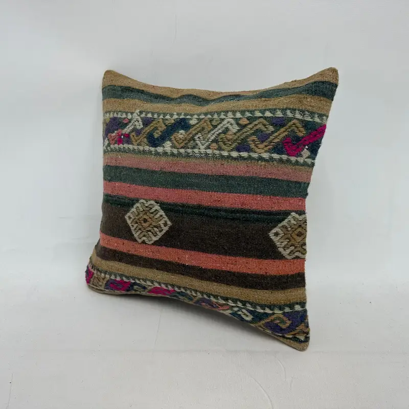 Aztec Pillow Cover, Pillow Cover, Vintage Pillow, 16x16 Green Pillow Sham, Kilim Pillow, Vintage Cushion Case, Pillow for Couch - 3