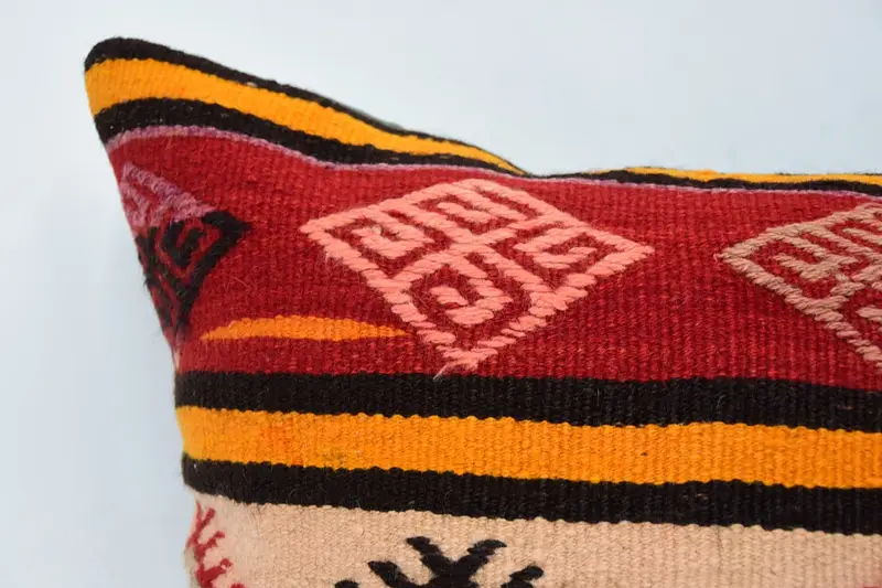 Boho Pillow Sham Cover, Turkish Rugs Pillow Cover, 24x24 Orange Pillow, One Of A Kind Pillow Cover, Kilim Pillow Cover, Boho Pillow, Pillow Sham - 2