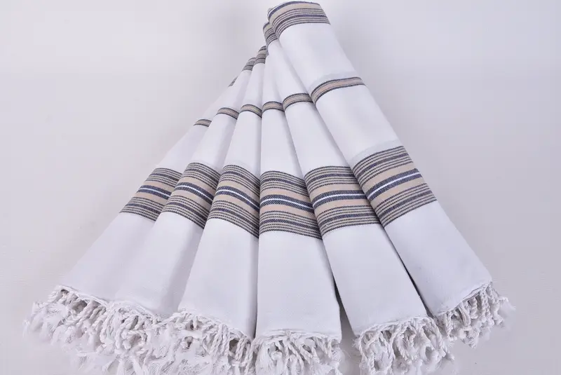 Fringed Turkish peshtemal beach towel USA, Sand-resistant towel, Bridal Party Gifts, 70x40 Cotton Striped Towel, Bridal Shower Gift, Gift For Him - 4
