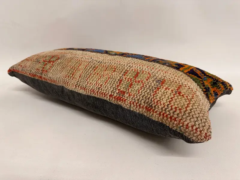 Antique Pillows, Vintage Kilim Throw Pillow, Cushion Case, Handmade Kilim Cushion, Ethnic Pillow Cover Pillow Sham, 12x24 Blue Pillow - 6