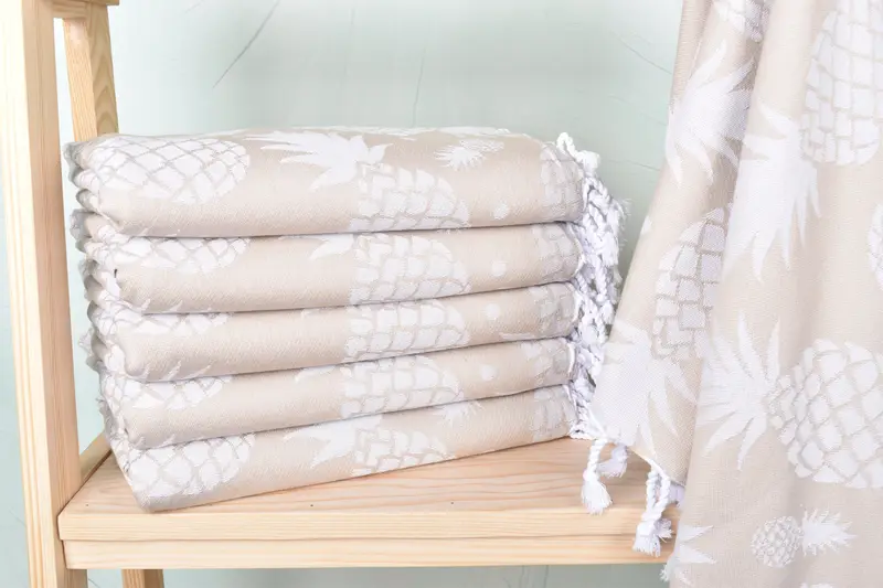 Handwoven Turkish bath towel, Best Friend Gift, Personalized Gift For Her, Monogram Beach Towel, 70x36 Cotton Pineapple Design Towel, Hammam towel - 2