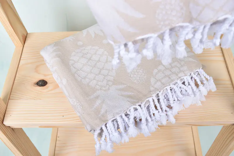 Handwoven Turkish bath towel, Best Friend Gift, Personalized Gift For Her, Monogram Beach Towel, 70x36 Cotton Pineapple Design Towel, Hammam towel - 6