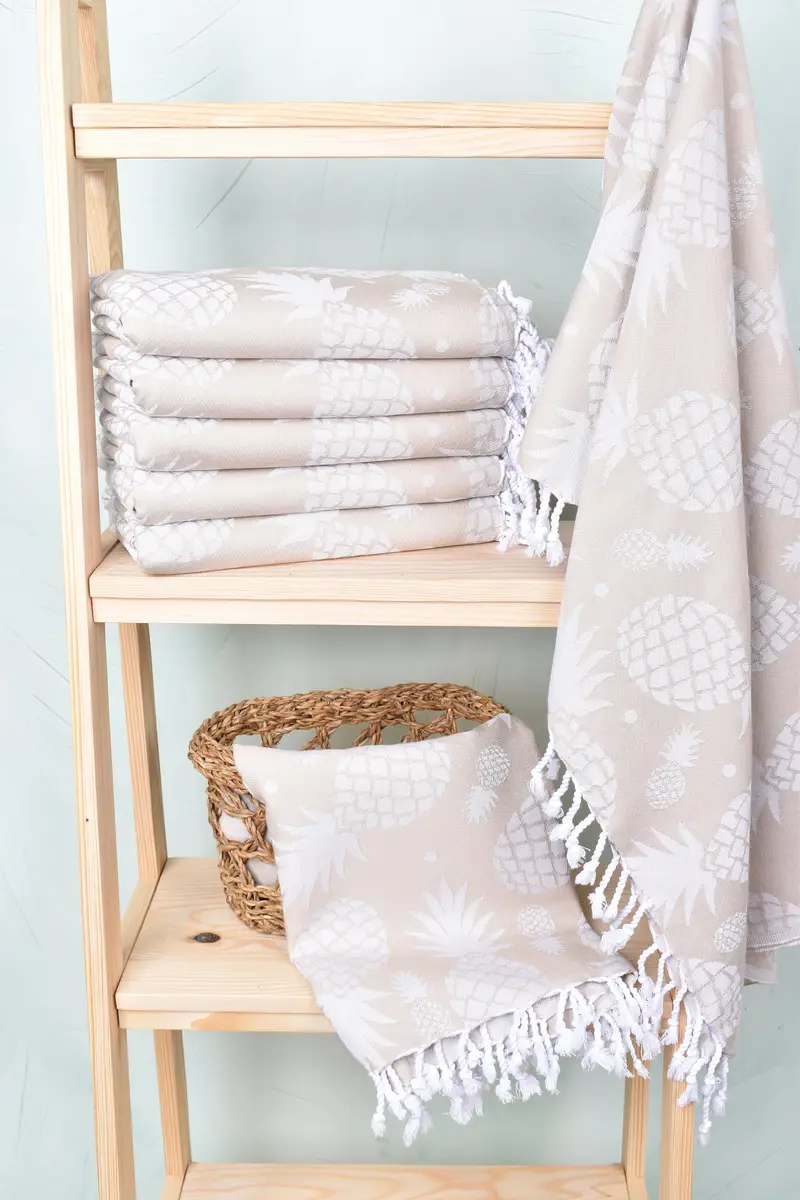 Handwoven Turkish bath towel, Best Friend Gift, Personalized Gift For Her, Monogram Beach Towel, 70x36 Cotton Pineapple Design Towel, Hammam towel - 4