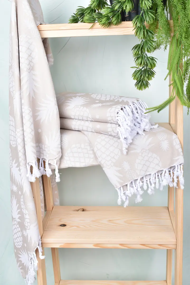 Handwoven Turkish bath towel, Best Friend Gift, Personalized Gift For Her, Monogram Beach Towel, 70x36 Cotton Pineapple Design Towel, Hammam towel - 7